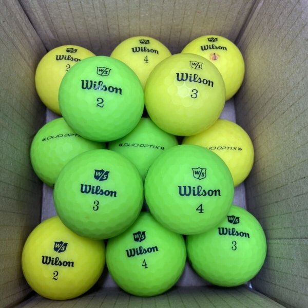 12 Wilson DUO Optix YELLOW/GREEN Pearl/Grade A Lake Balls(Qty. 12)