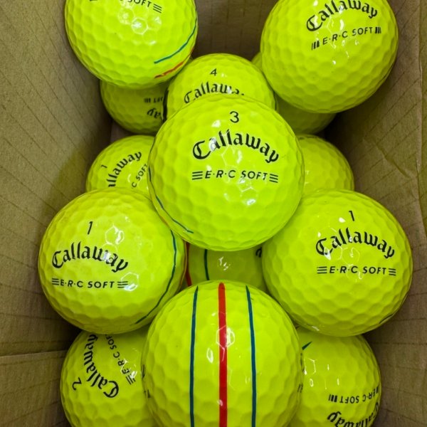 12 CALLAWAY CHROME SOFT E.R.C TRIPLE TRACK YELLOW PEARL/A GOLF BALLS