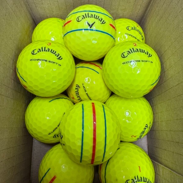 12 CALLAWAY CHROME SOFT  TRIPLE TRACK YELLOW PEARL/A GOLF BALLS