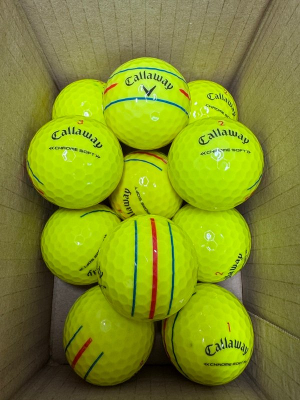 12 CALLAWAY CHROME SOFT  TRIPLE TRACK YELLOW PEARL/A GOLF BALLS